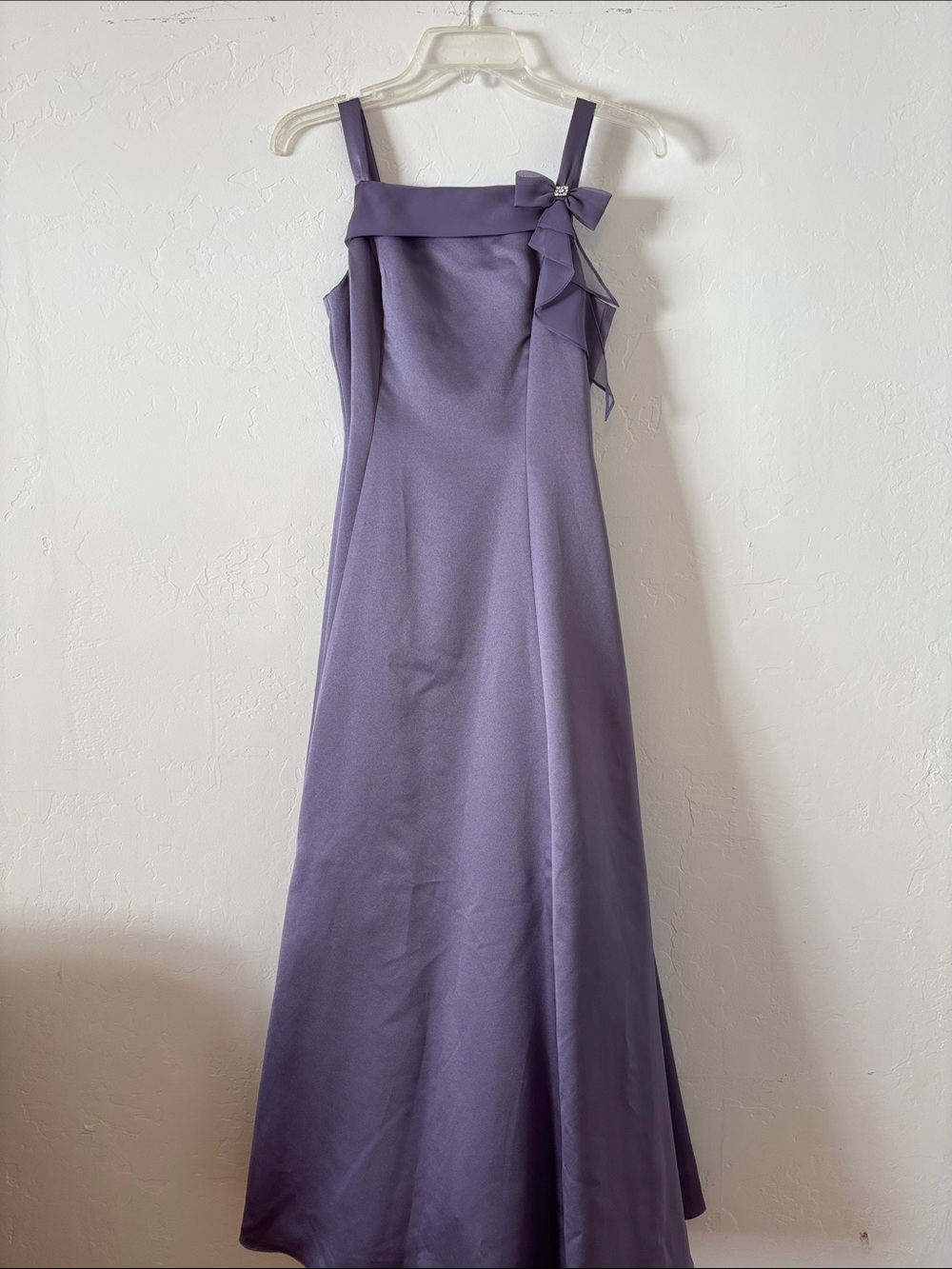 NWT! David's Bridal Lavender Satin Gown with Side Bow